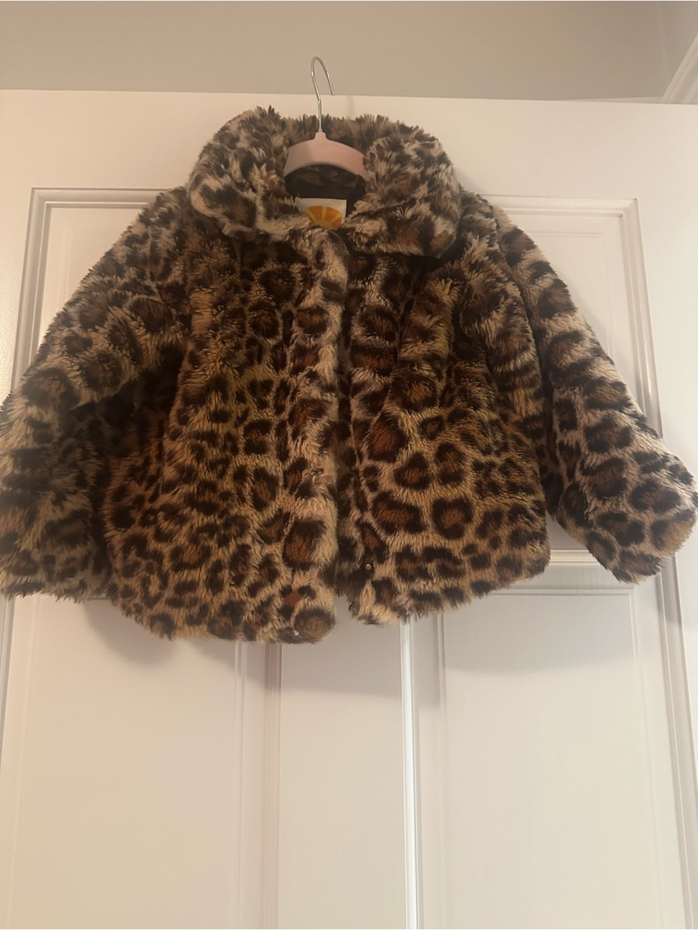 Kids Leopard Print Faux Fur Coat - Brown